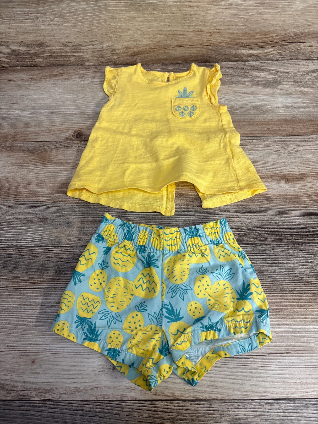 Just One You 2pc Pineapple Top & Shorts Yellow sz 9m