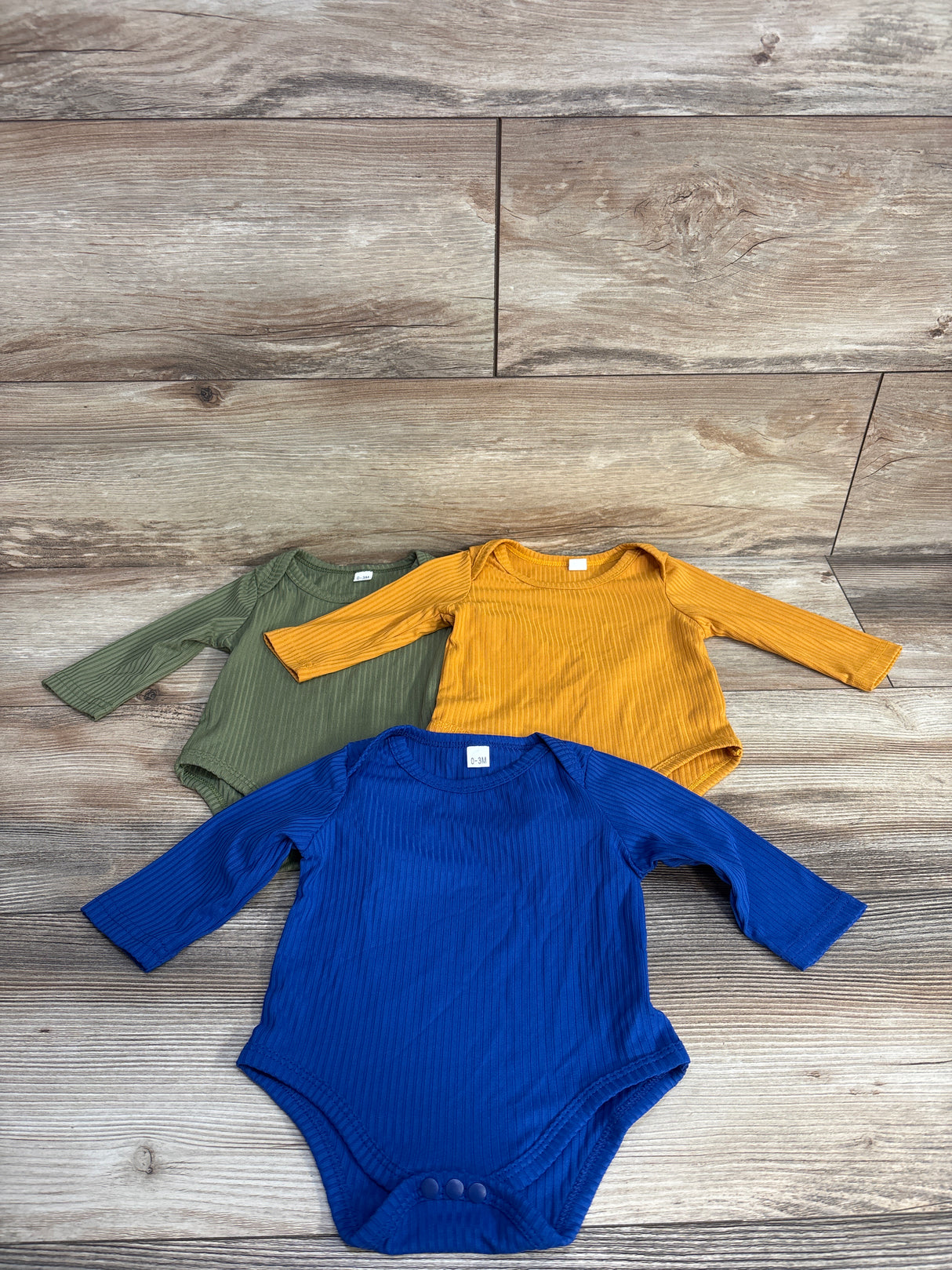 Ribbed Long Sleeve Bodysuits 3pk Green sz 0-3m