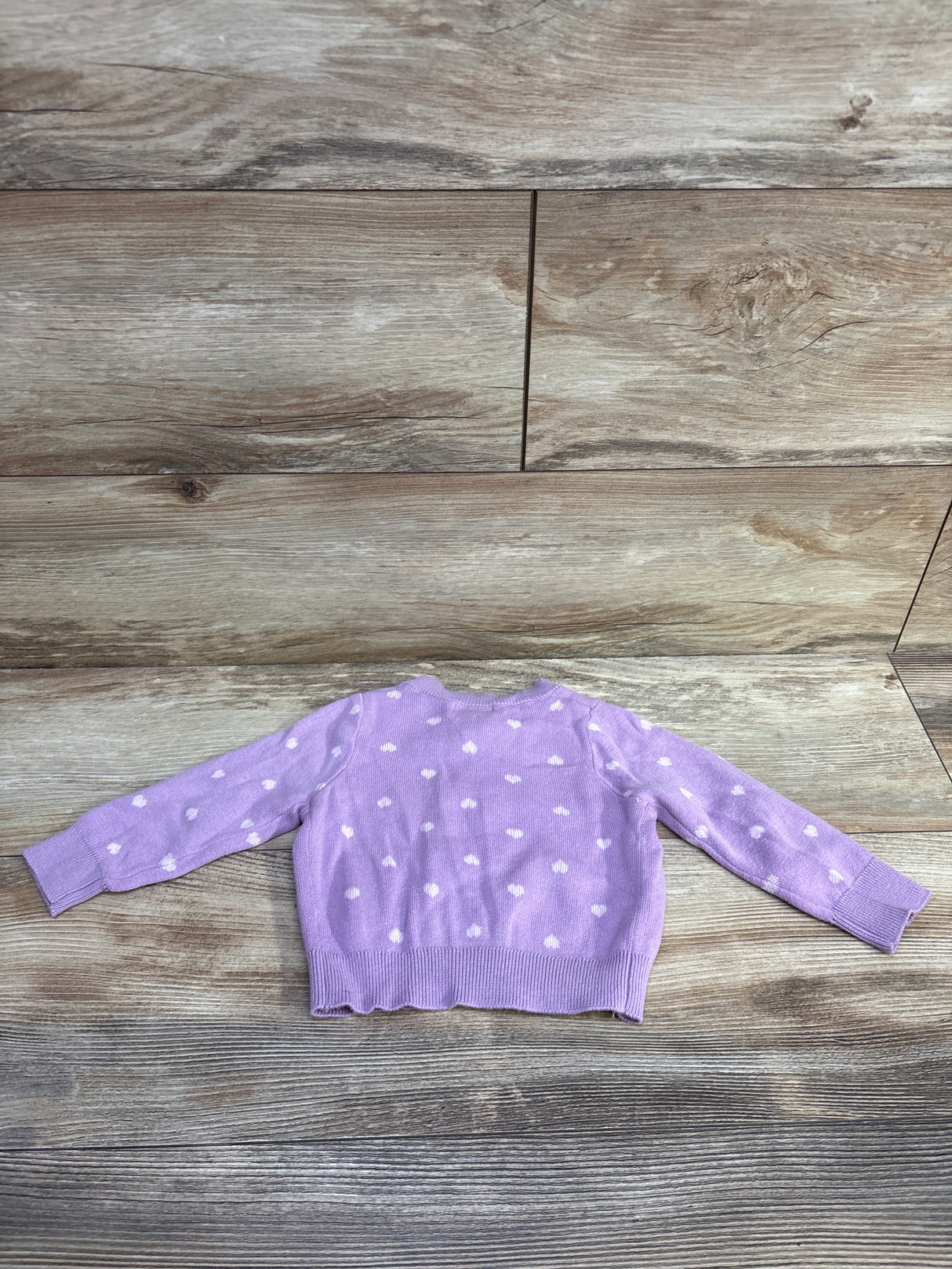 Cat & Jack Heart Print Knit Button-Up Cardigan Purple sz 12m