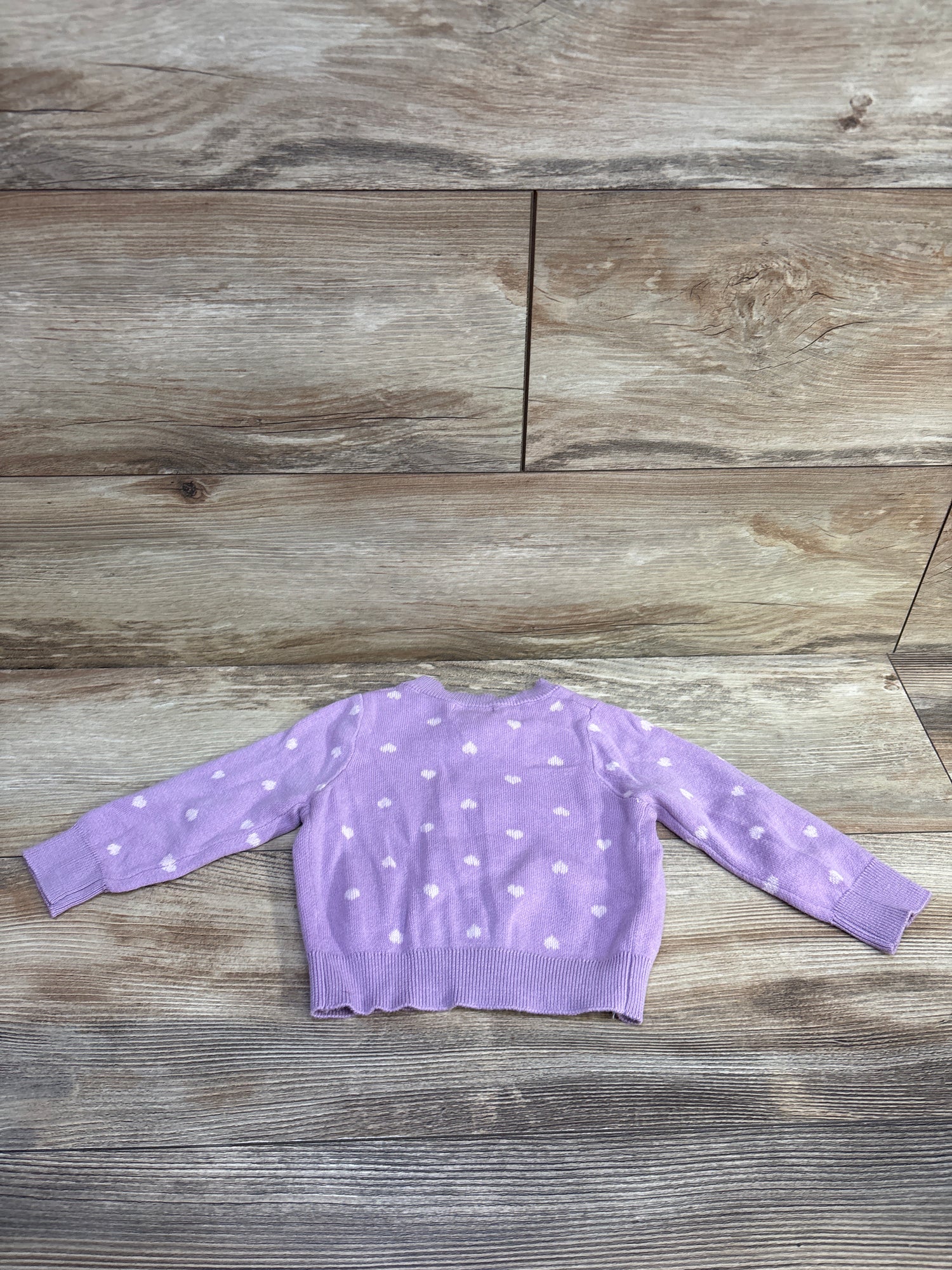 Cat & Jack Heart Print Knit Button-Up Cardigan Purple sz 12m