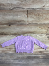 Cat & Jack Heart Print Knit Button-Up Cardigan Purple sz 12m