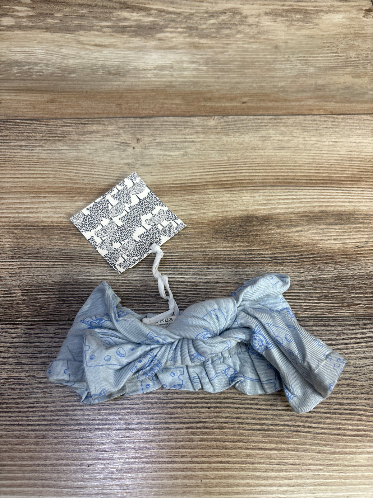 NEW Kate Quinn Stretchy Bow Headband in Blue Mice & Cheese sz 6-12m