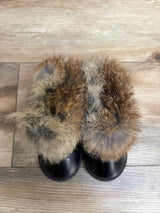 Comfy Kids Winter Boots With Faux Fur Trim Black Sz 6c