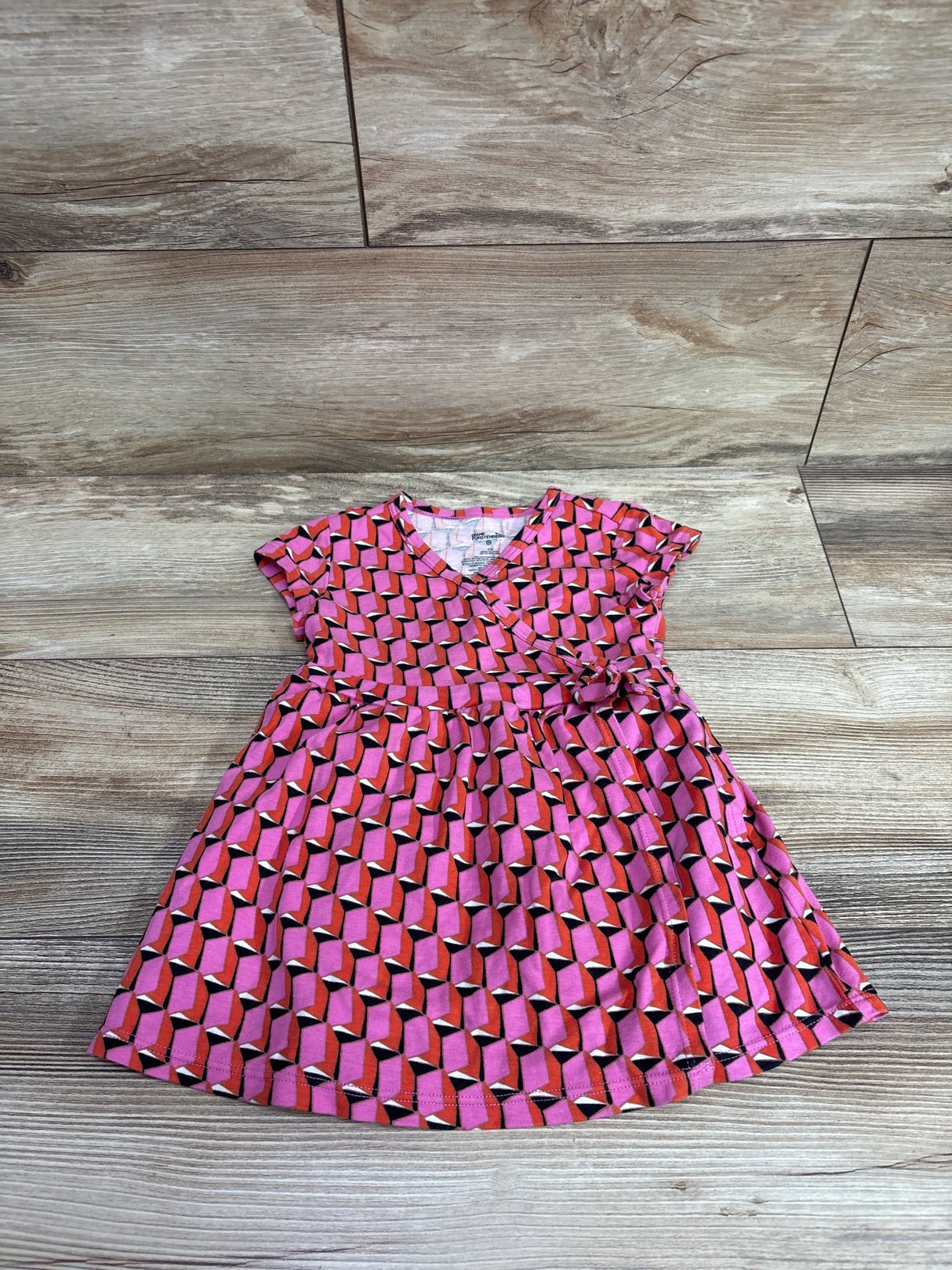 Diane Von Furstenberg Faux Wrap Dress Geometric Pink sz 2T