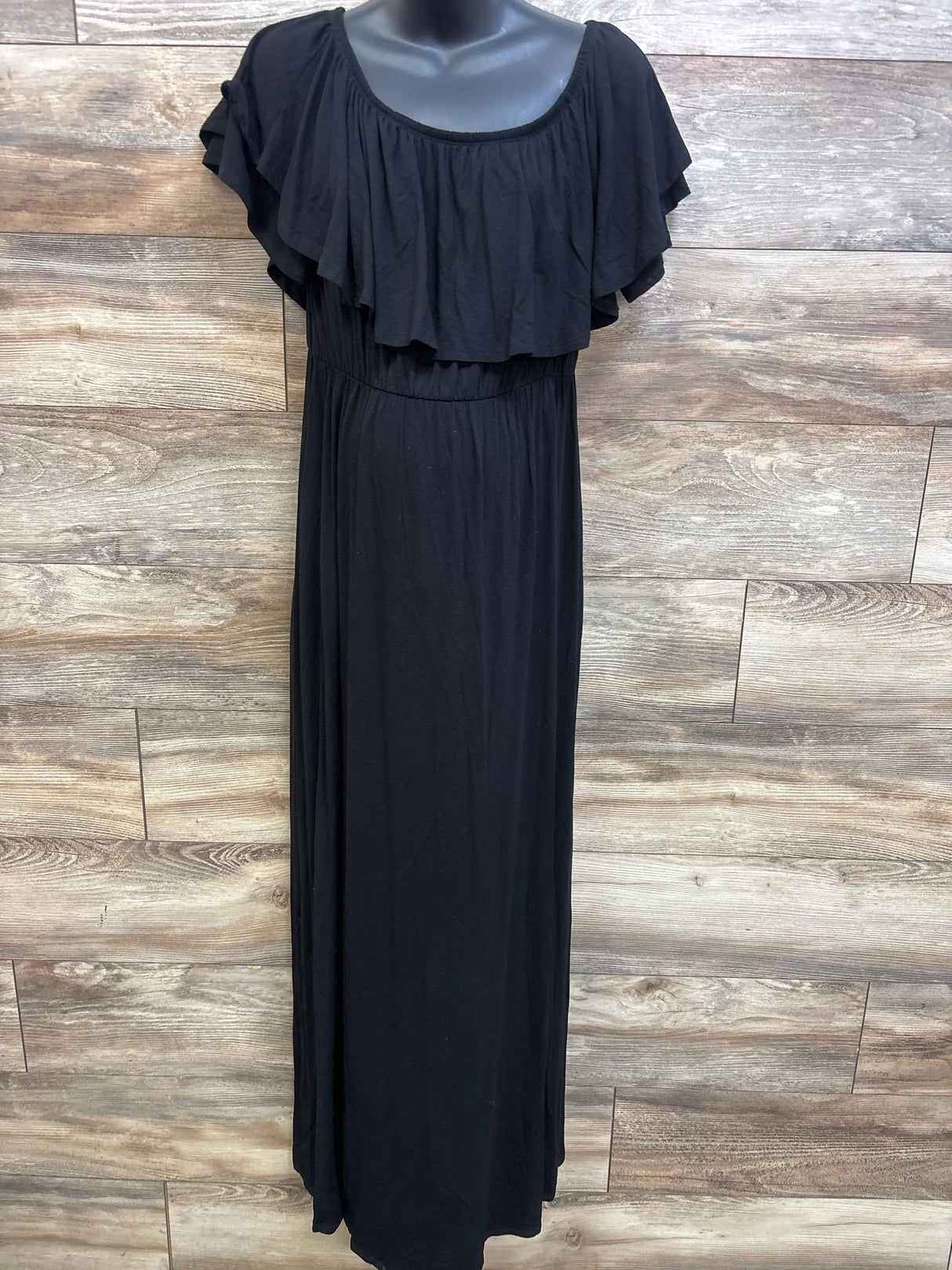 Pinkblush Maternity Ruffle Off Shoulder Maxi Dress Black sz XL