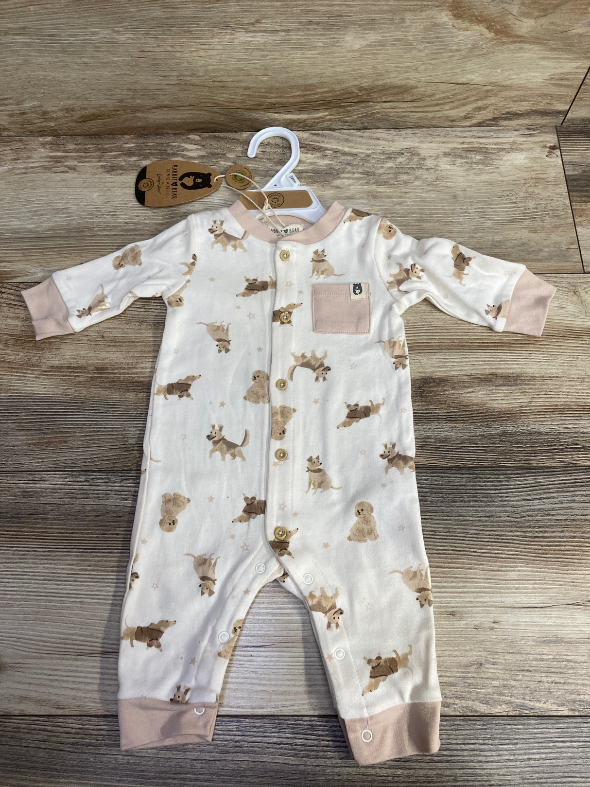 NEW Rabbit Bear 2pc Ribbed Dog Print Bodysuit Set White sz 3-6m