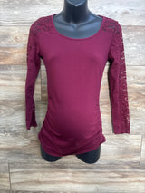 Ambiance Maternity Lace Long Sleeve Shirt Maroon sz Small