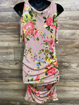 My Bump Cold Shoulder Floral Bodycon Dress Pink sz Large