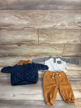 Little Lad 3pc Set Lightweight Jacket + Top  + Cord Pants Navy sz 3-6m