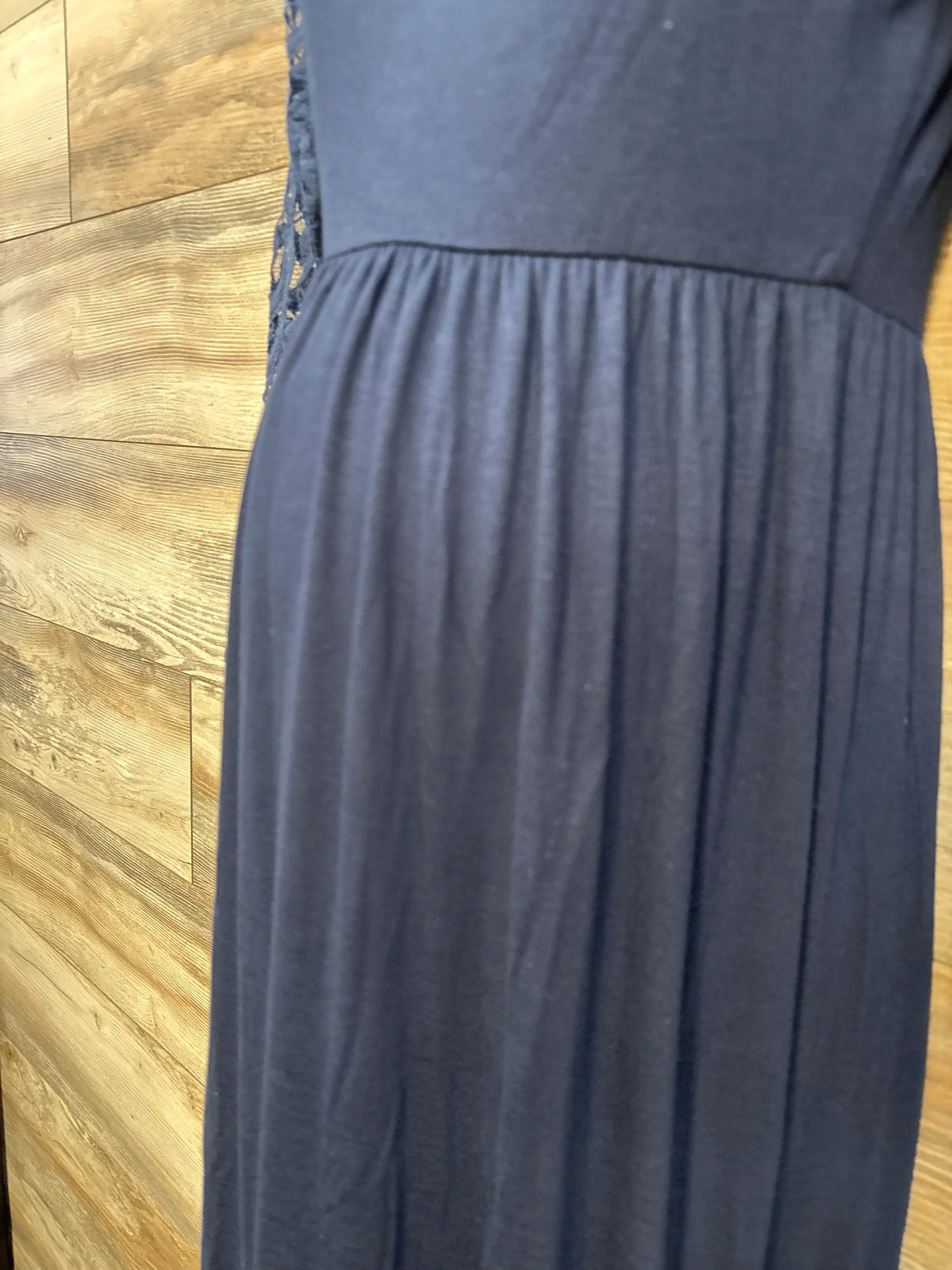 Pink Blush Maternity Lace Sleeve Maxi Dress Navy sz Medium - Me n Mommy To Be