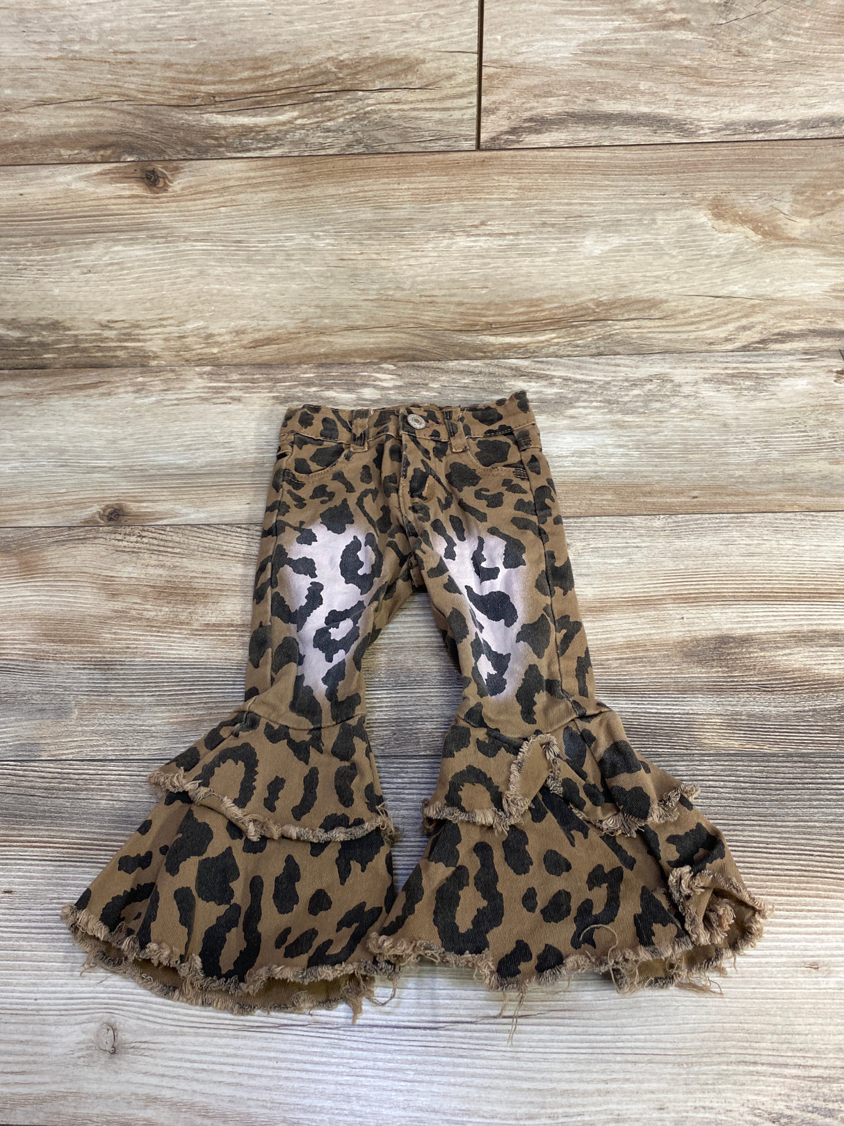 Raw Edge Leopard Print Bell Bottoms Brown sz 12-18m