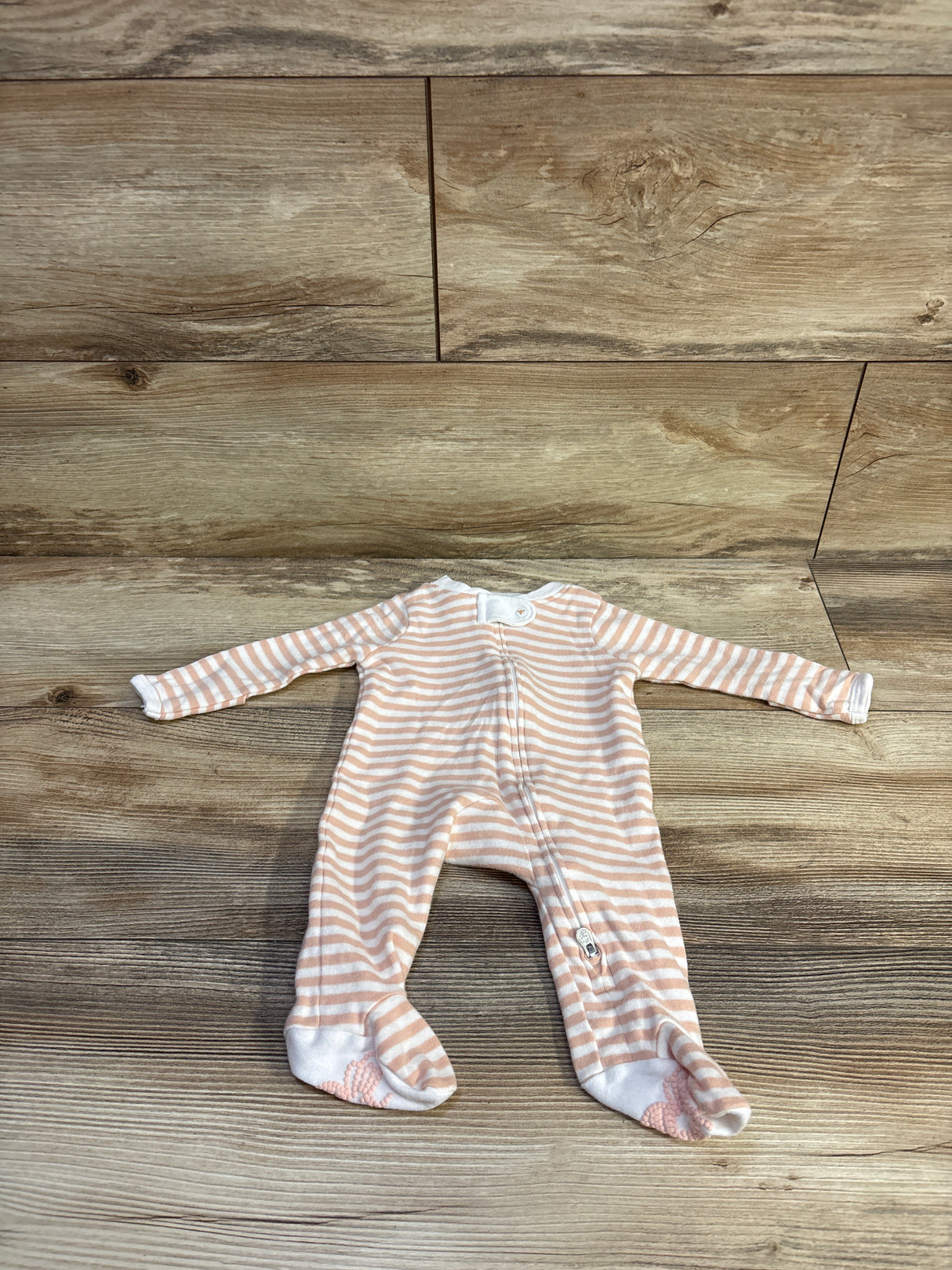 Burts Bees Baby Striped Sleeper White sz Newborn