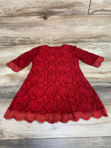 April Girl Lace 3/4 Sleeve Dress Red sz 3T