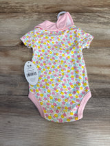 NEW Bon Bebe 2pc Floral Bodysuit & Bib White sz 3-6m