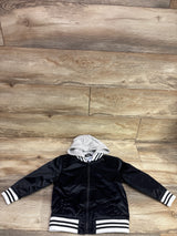 Old Navy Hooded Zip-Front Satin Bomber Jacket Black sz 4T