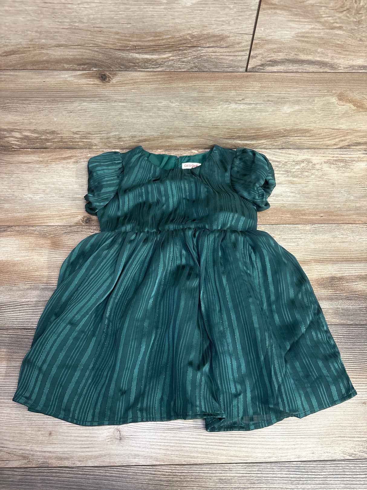 Cat & Jack Metallic Striped Dress Emerald sz 4T