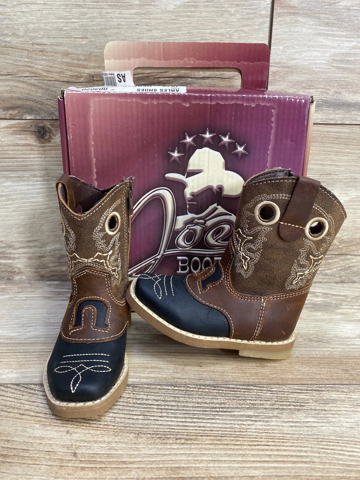 Joe Boots Baby Herradura Black/Brown Sz 4c