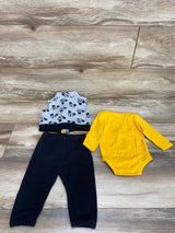 Disney Baby 3pc Mickey Mouse Vest Set Yellow/Grey sz 6-9m