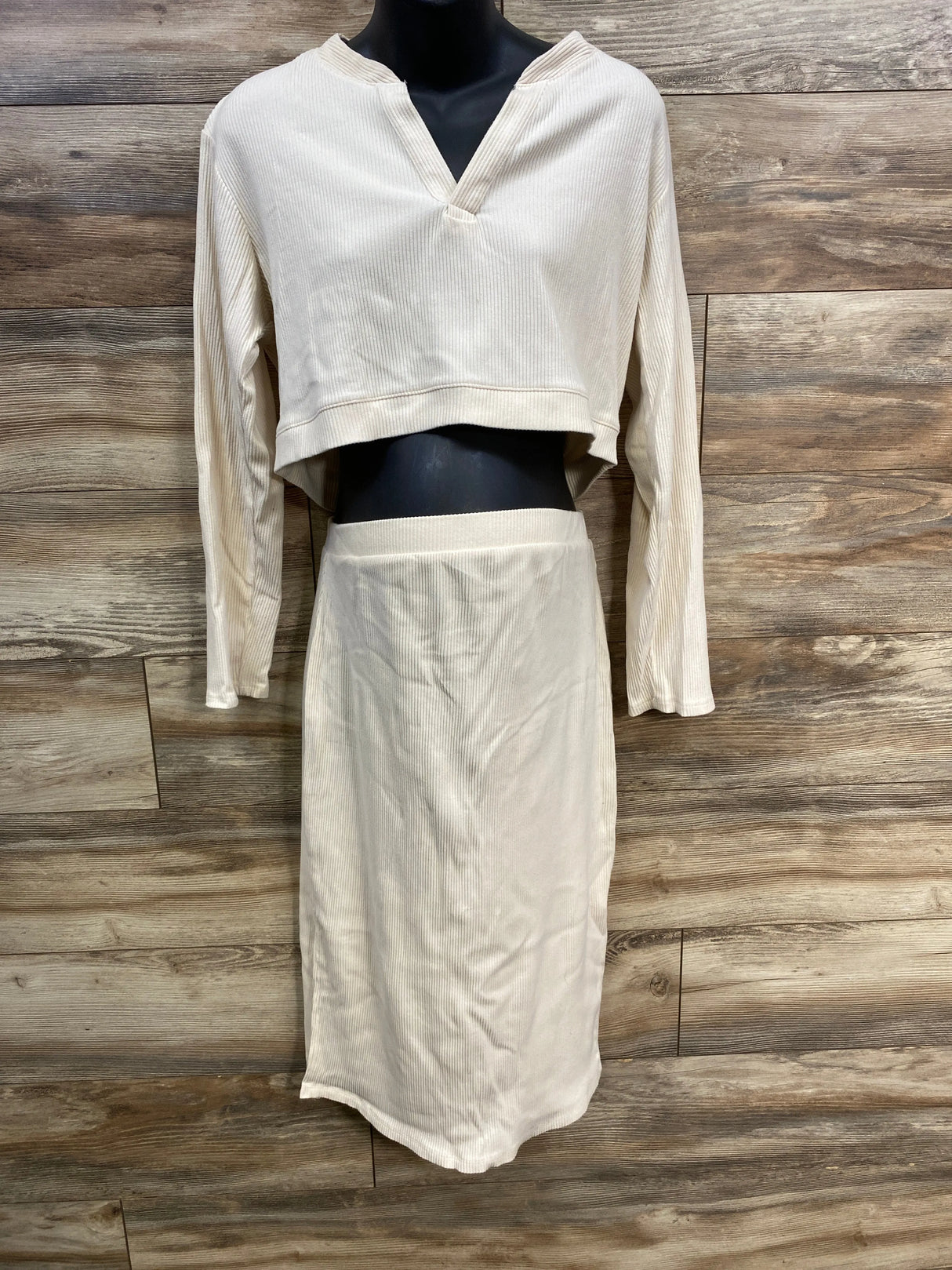 Isabel Maternity 2pc Set Ribbed Cream sz Medium