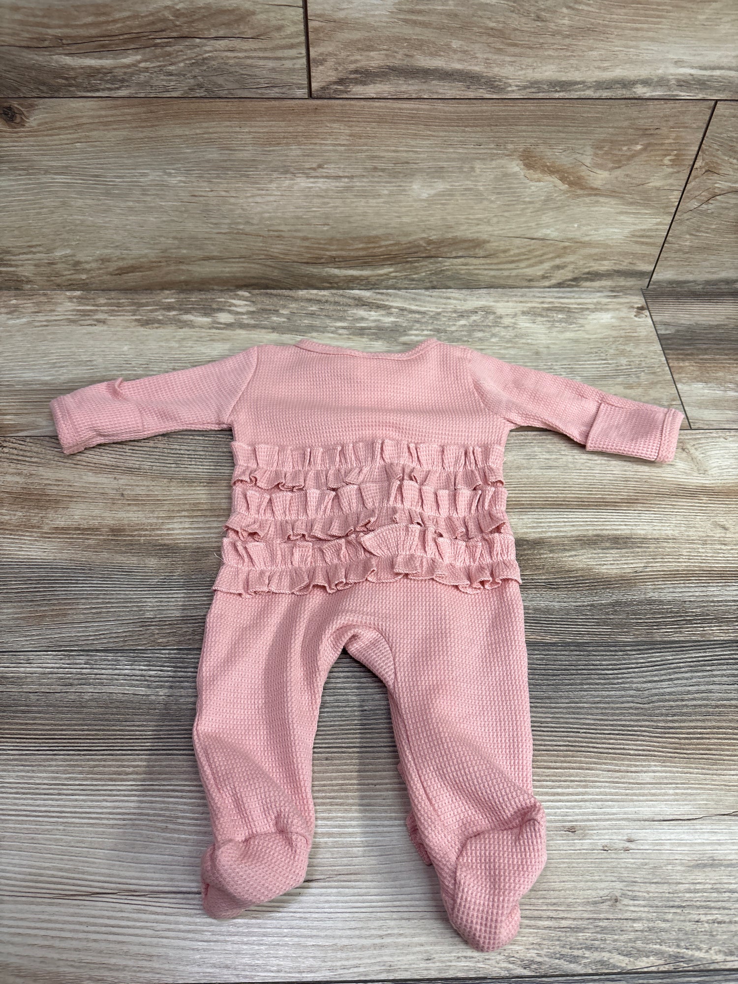 Weebloom Waffle Knit Ruffle Footie Sleeper Pink sz Newborn