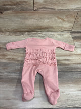 Weebloom Waffle Knit Ruffle Footie Sleeper Pink sz Newborn