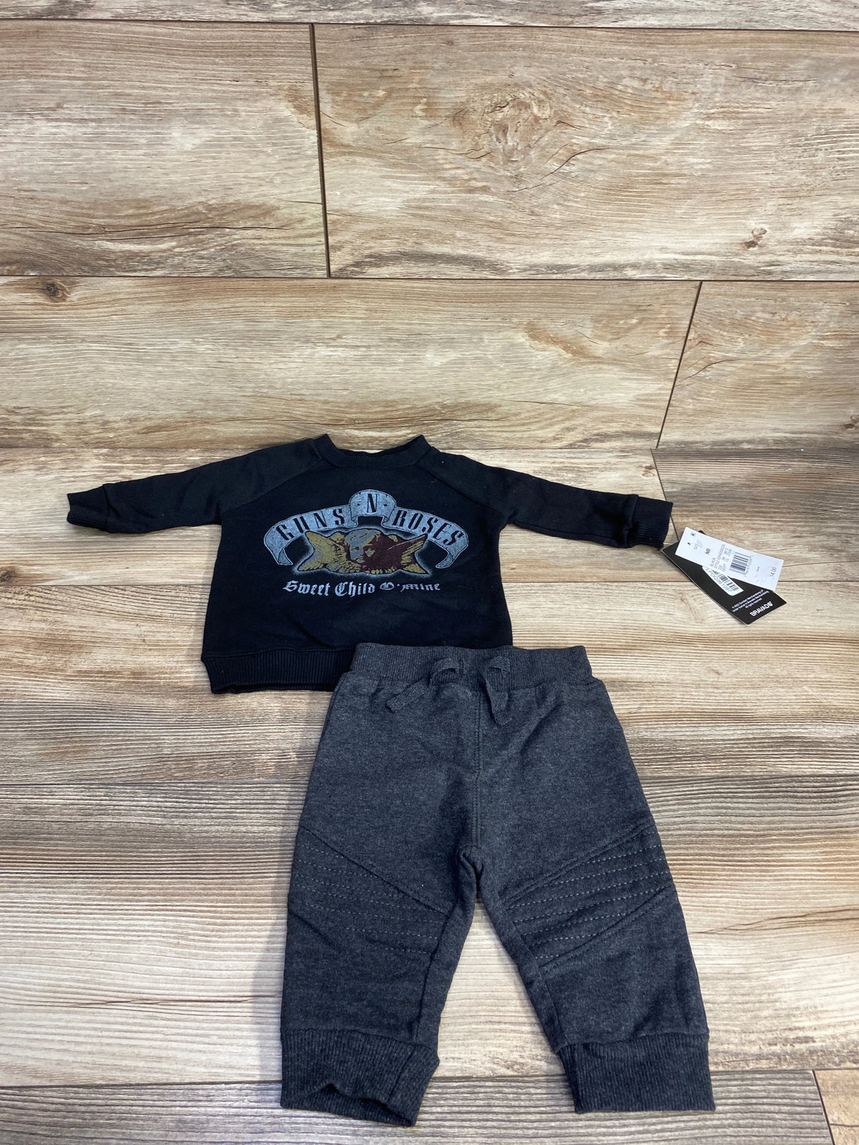 NEW Guns & Roses 2pc Sweatshirt & Joggers Set Black sz Newborn