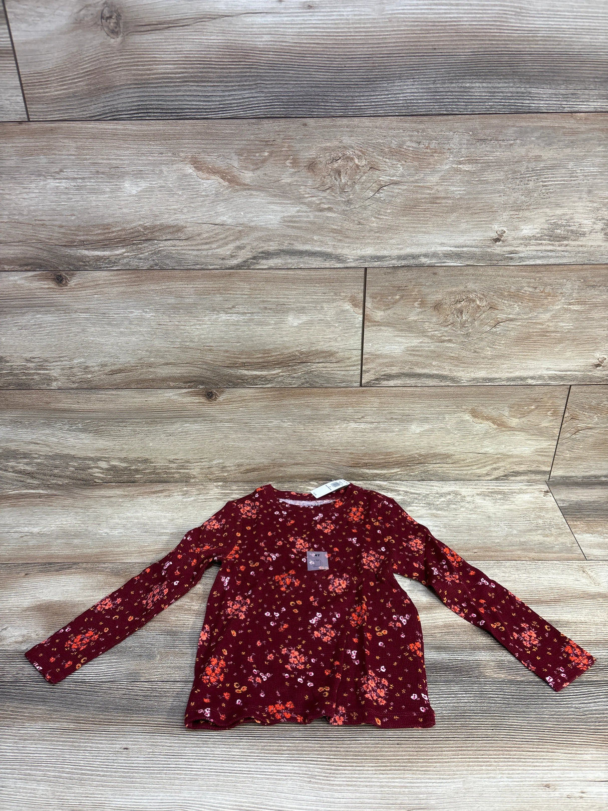 NEW Old Navy Floral Thermal Shirt Red sz 4T