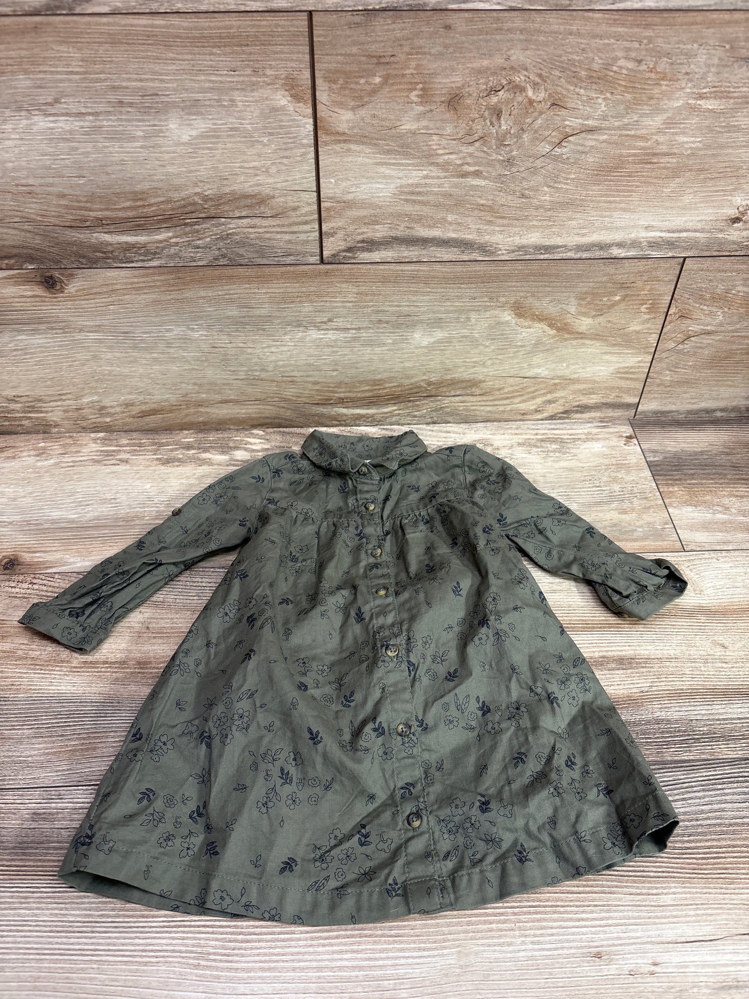 Just One You 2pc Long Sleeve Button-Up Dress & Bloomers Set Green sz 12m