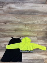 NWOT Shein 2pc Ribbed Tank Dress & Mesh Cropped Hoodie Set Lime Green sz 3/4T