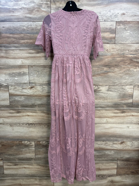 Pink Blush Maternity Lace Mesh Overlay Maxi Dress Pink sz Large - Me n Mommy To Be