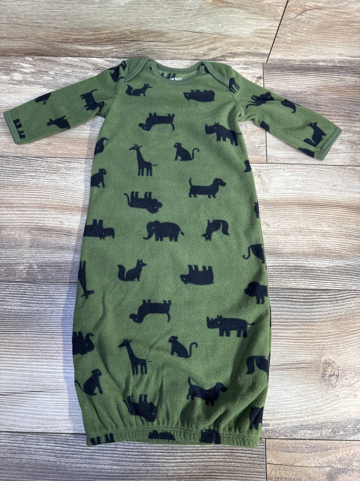 Carter's Animal Print Fleece Sleeper Gown Green sz 3m