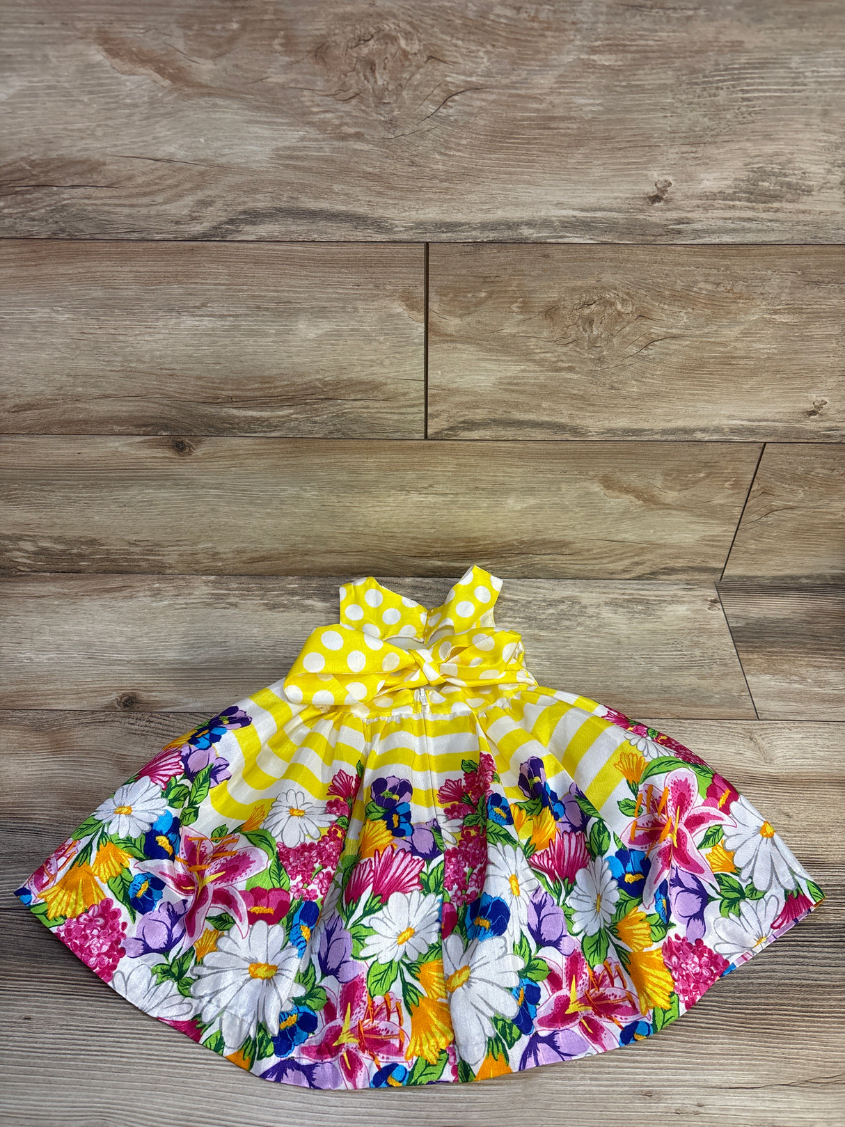 Nannette Baby Polka Dot Floral Dress Yellow sz 12m