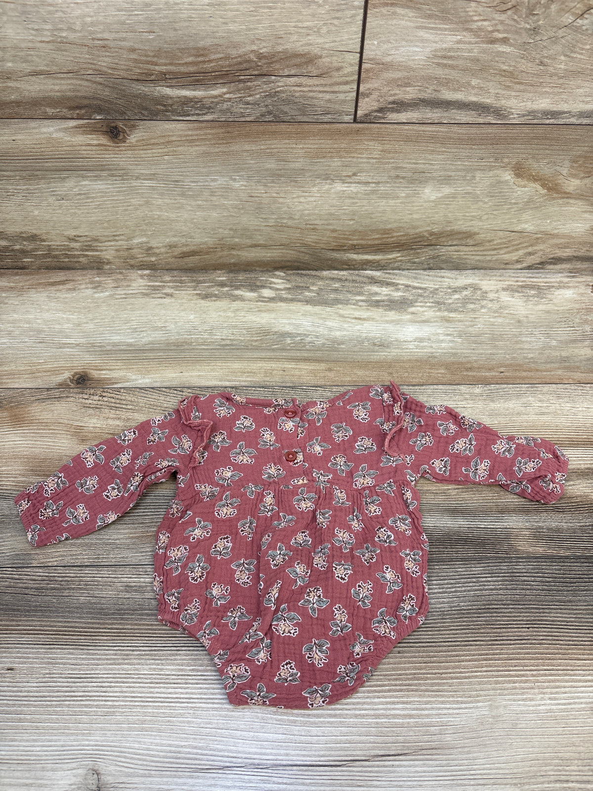 Daisy Fuentes Gauze Long Sleeve Bubble Romper Pink sz 0/3m