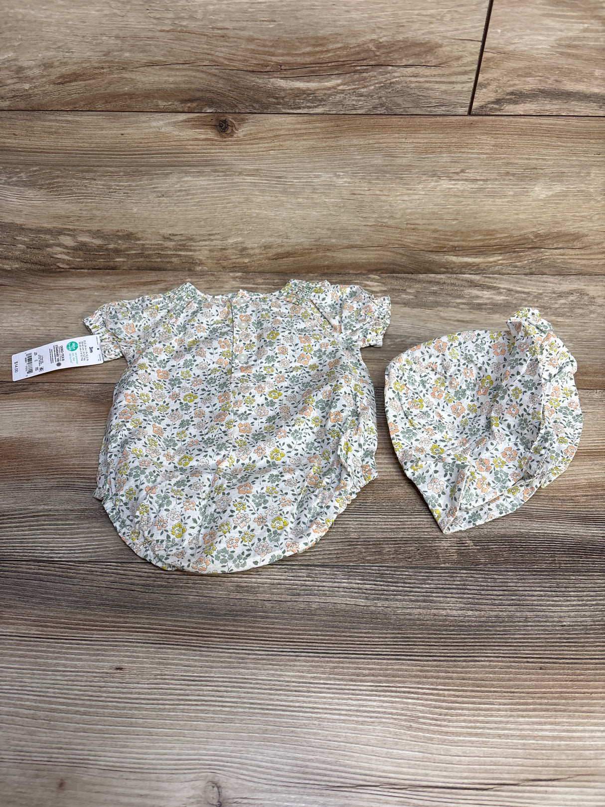 NEW Just One You 2pc Floral Romper & Hat White sz 3m