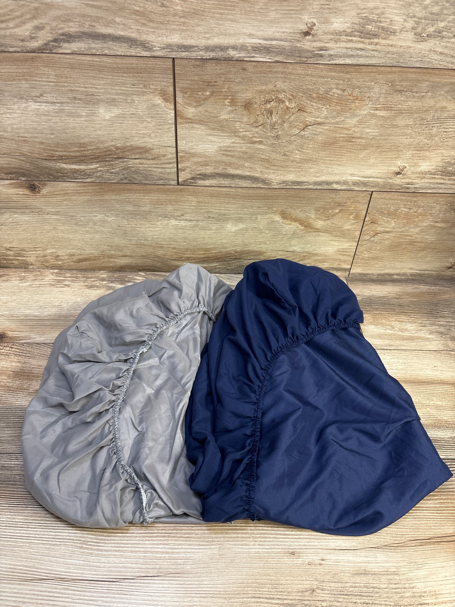 2pk Fitted Mini Crib/Playard Sheet Navy/Grey ~ 24x37''
