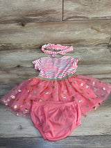 Young Hearts Striped Tulle Dress Pink sz 6-9m