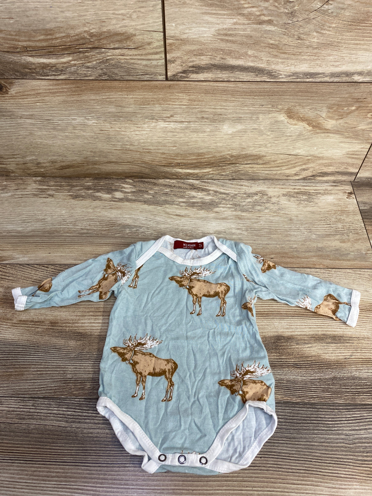 Milkbarn Moose Bamboo Long Sleeve Bodysuit sz 3-6m