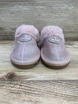 BEARPAW Rebecca Suede Slippers with Sheepskin in Light Pink