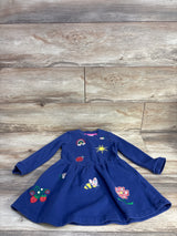Mini Boden Embroidered Sweatshirt Dress Navy sz 3-4T