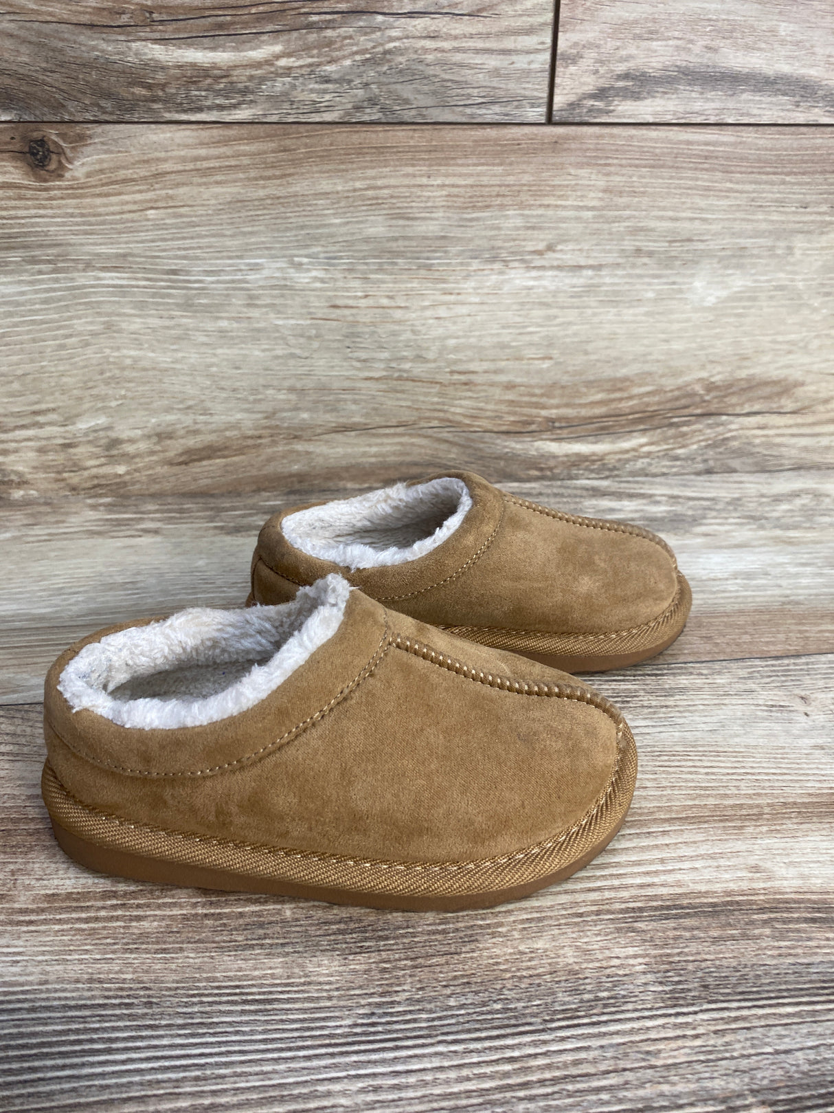 Suede Faux Fur Lined Clogs Brown sz 8c