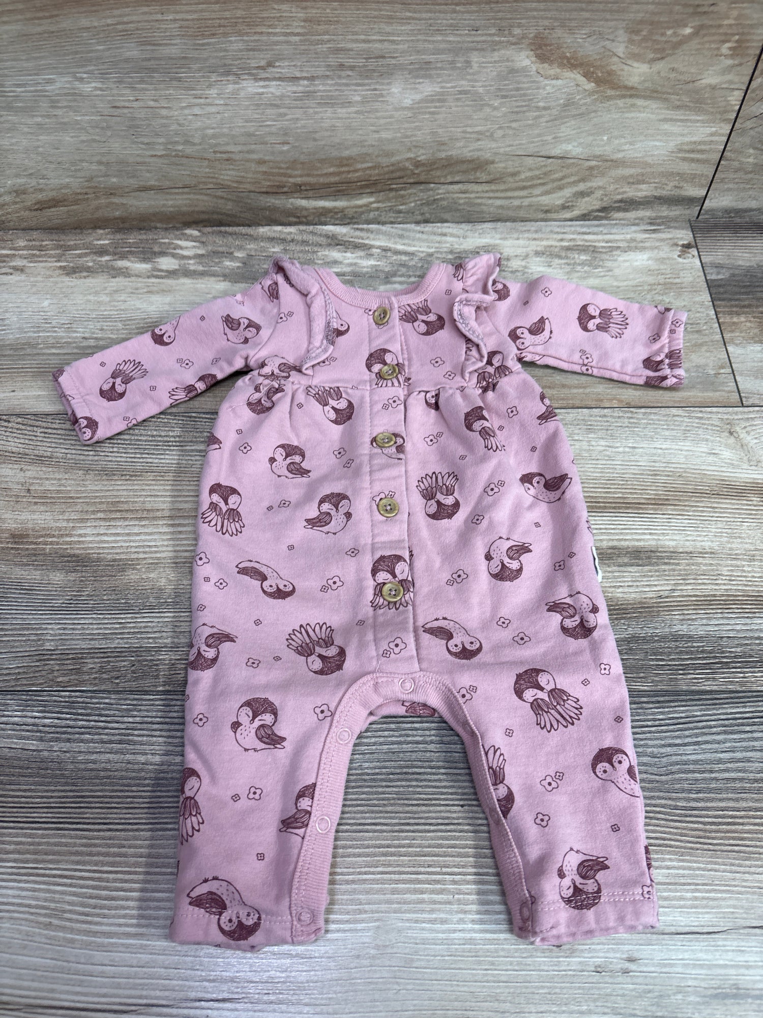 Rabbit + Bear Organic Owl Print Coverall Pink sz 0-3m