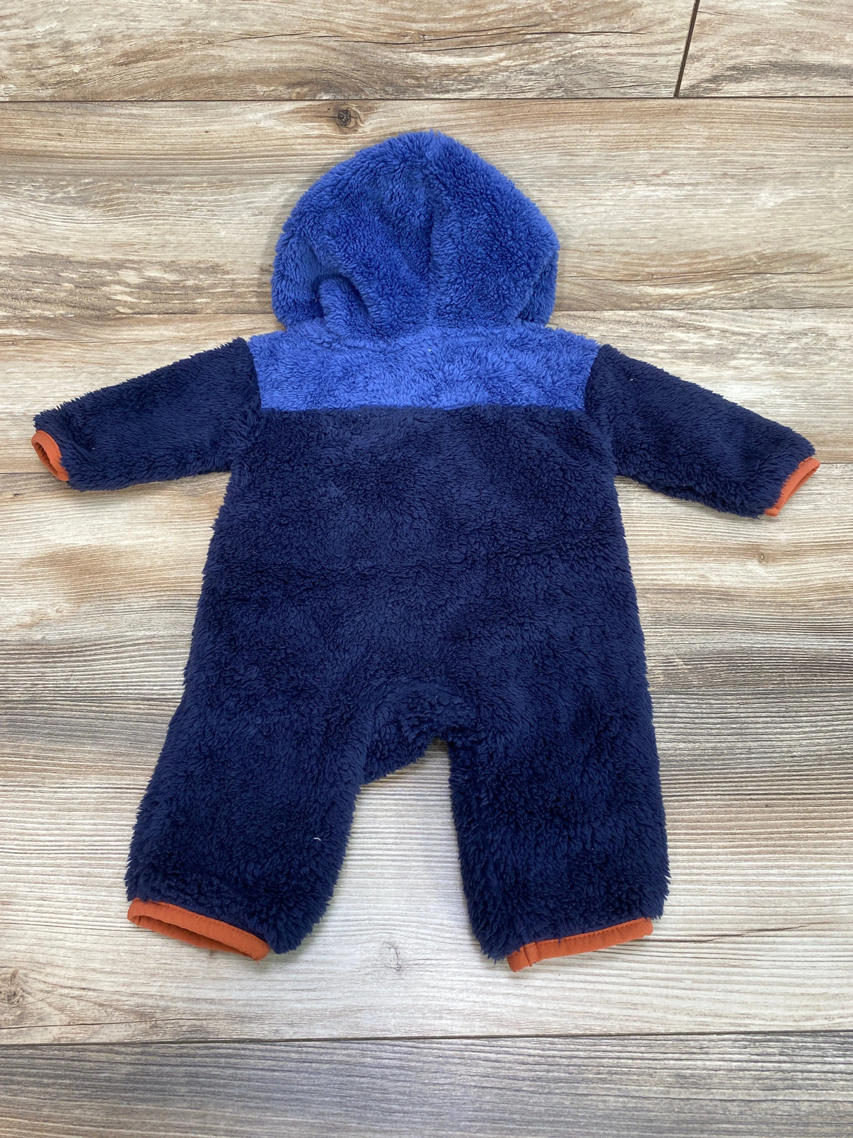 Old Navy Blue Colorblock Sherpa Hooded One-Piece sz 3-6m