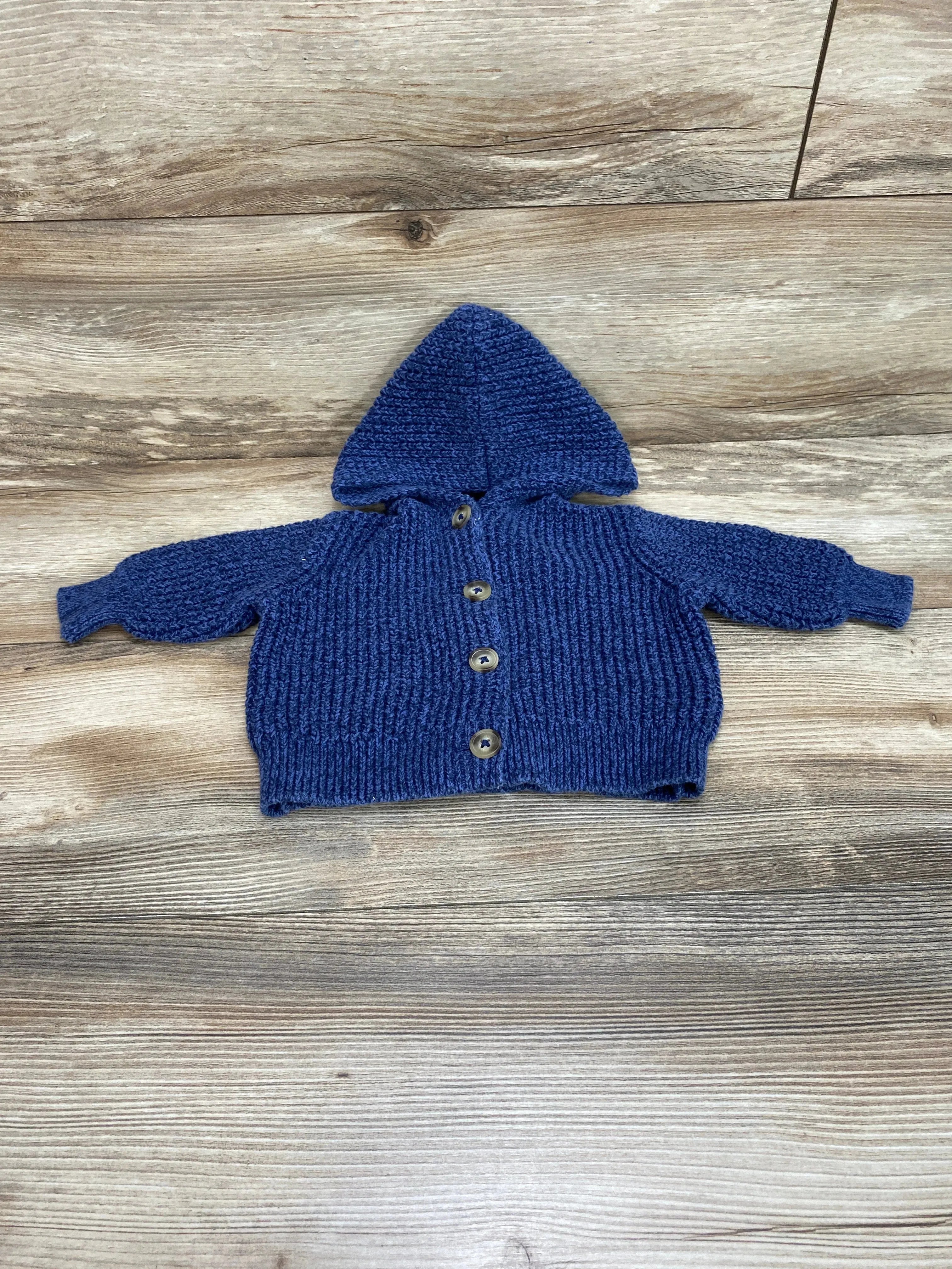 Old Navy Blue Hooded Button Front Knit Cardigan sz 3 6m Me n Mommy To Be