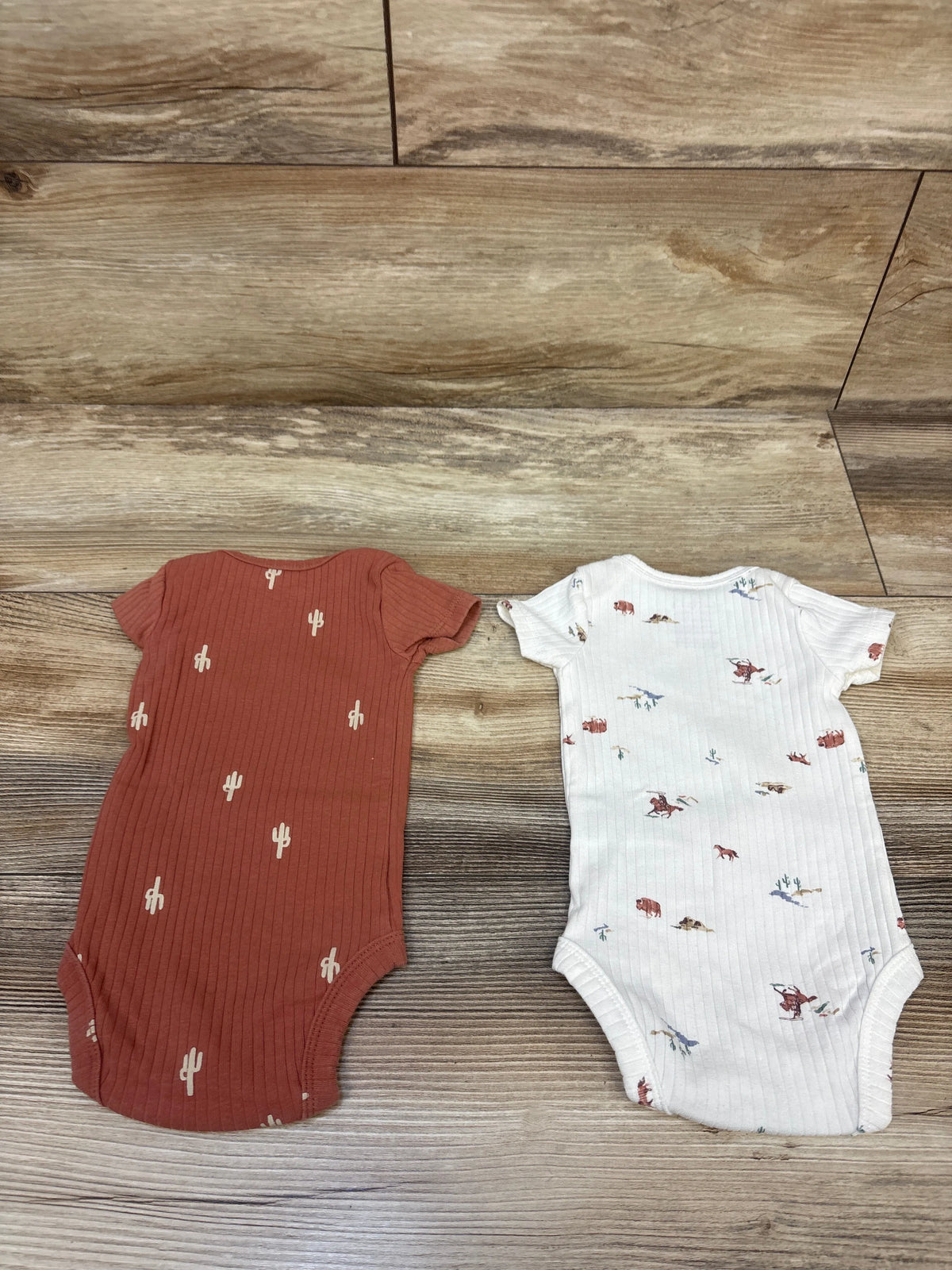 Child Of Mine 2pk Ribbed Western Bodysuits White sz Newborn