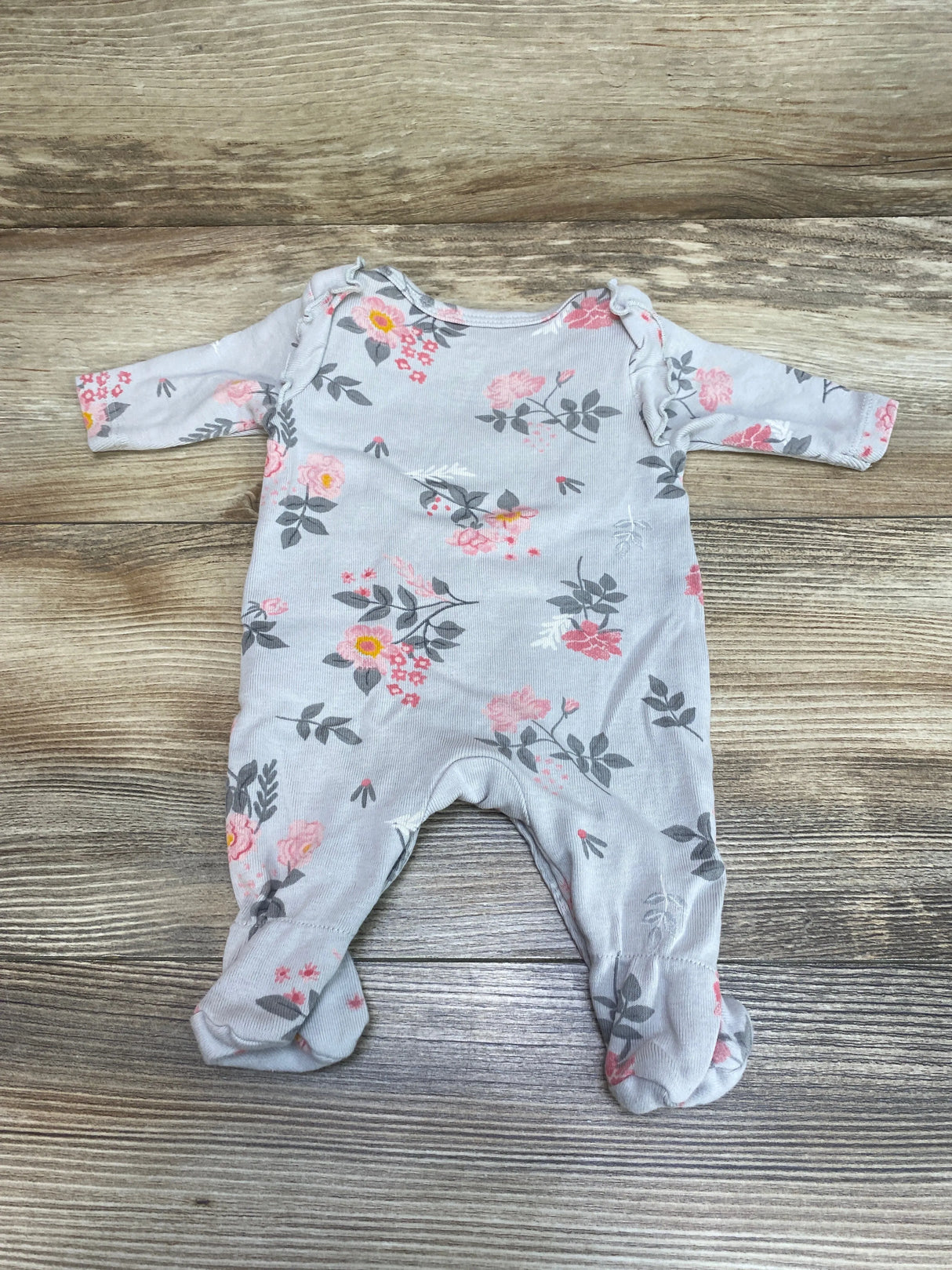 Ever & Ever Floral Footed Coverall Grey sz Preemie