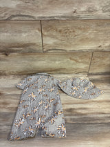 Stich & Stone 2pc Polo Shortie Romper & Bucket Hat Set Tan sz 3m