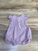 City Mouse Organic Flutter Sleeve Bubble Gauze Romper Lilac sz 0-3m