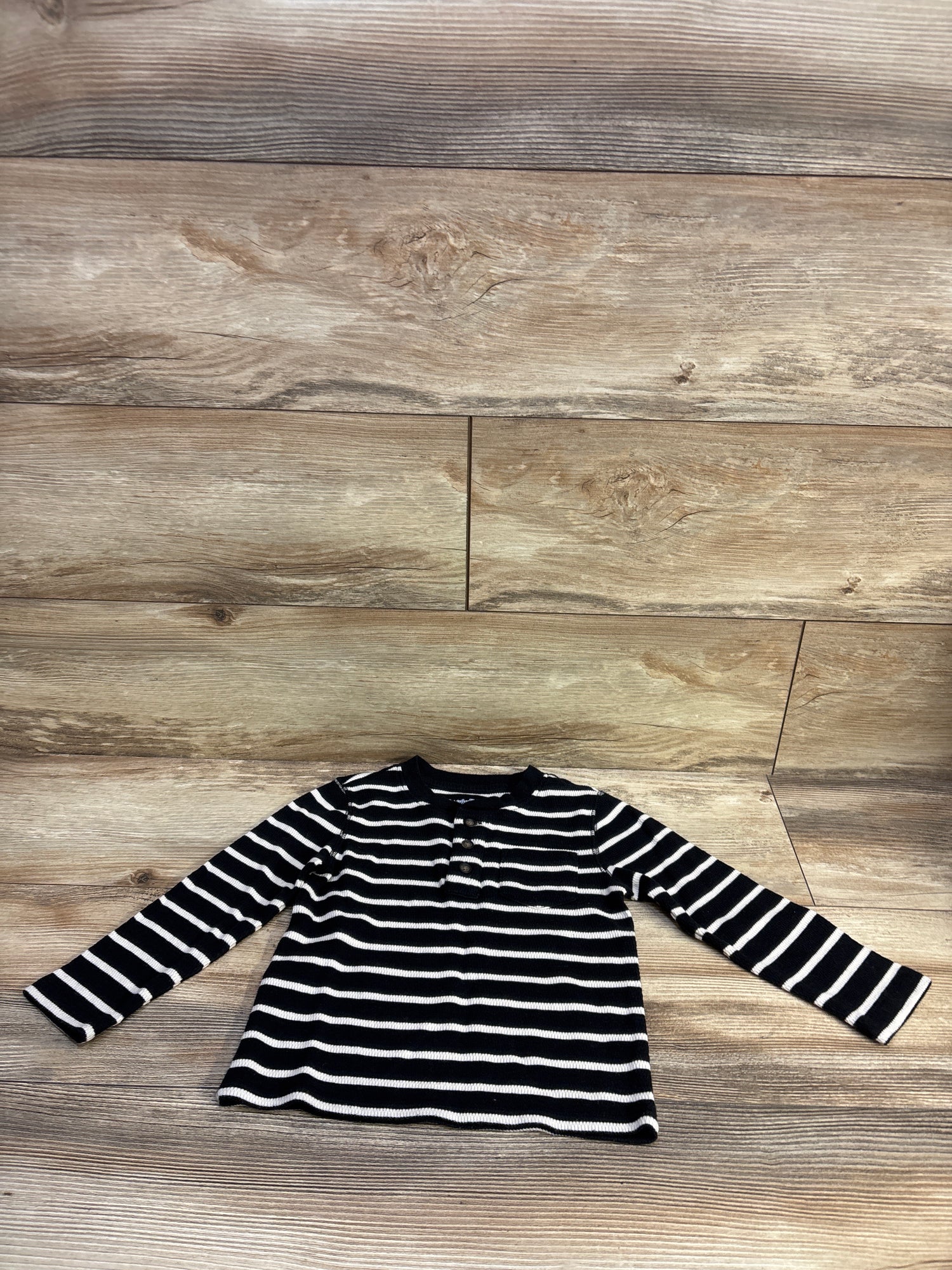 Cat & Jack Striped Knit Henley Shirt Black sz 3T