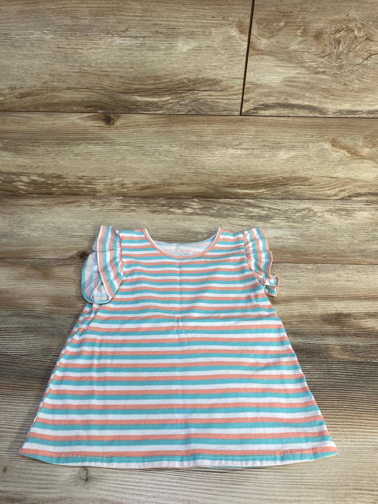 Children's Place Striped Flutter Sleeve Shirt White sz 5T