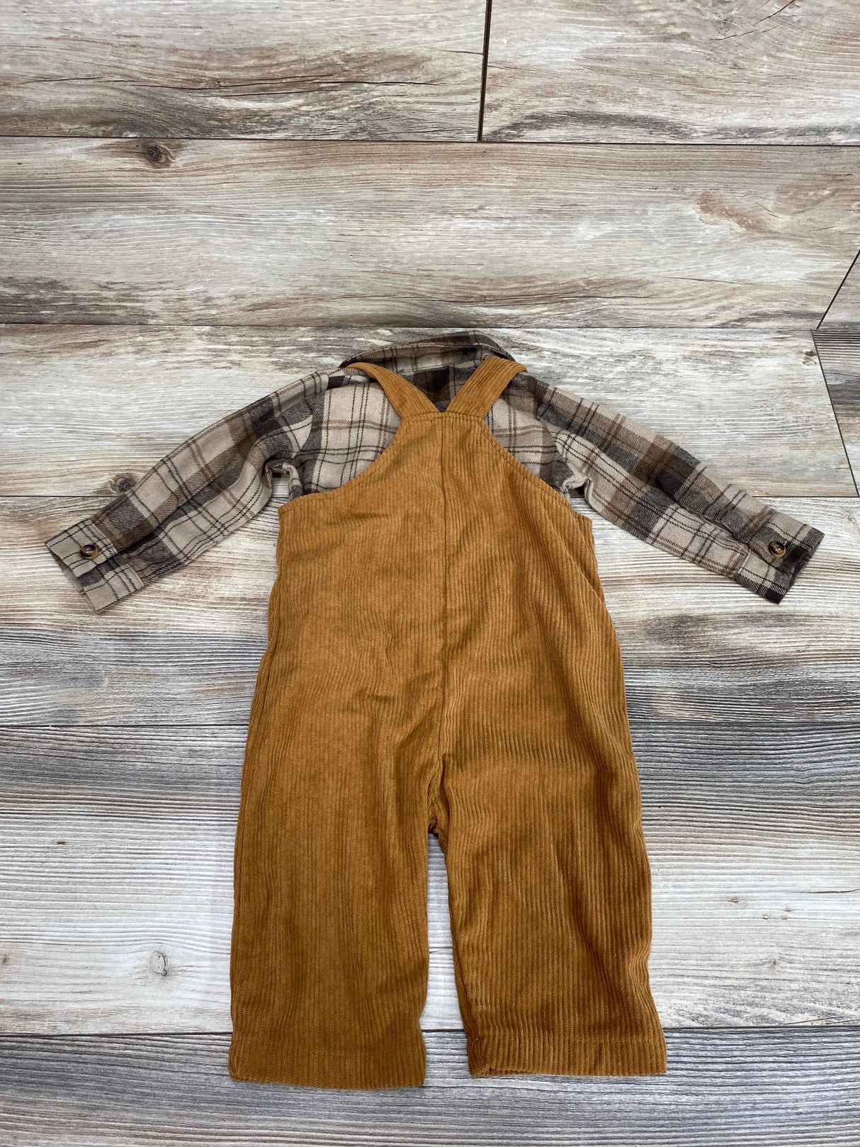 PatPat Flannel & Corduroy Overalls Brown sz 3-6m